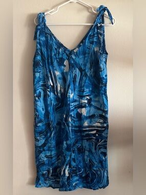 Peyton & Parker Linen Blend Tie-Shoulder Summer Midi Dress